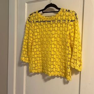 Yellow Gianni Bini Crochet Lace Sweater Small